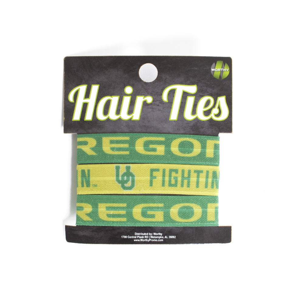 Classic Oregon O, Green, Hair Care, Accessories, Football, Jardine, 3 Pack, 2 Green/1 Yellow, Hair tie, 754266